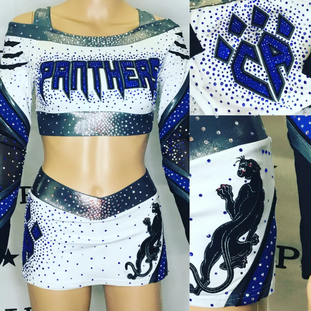 Cheer #Athletics #Panthers #Uniform #New #gymnastic #white #blue