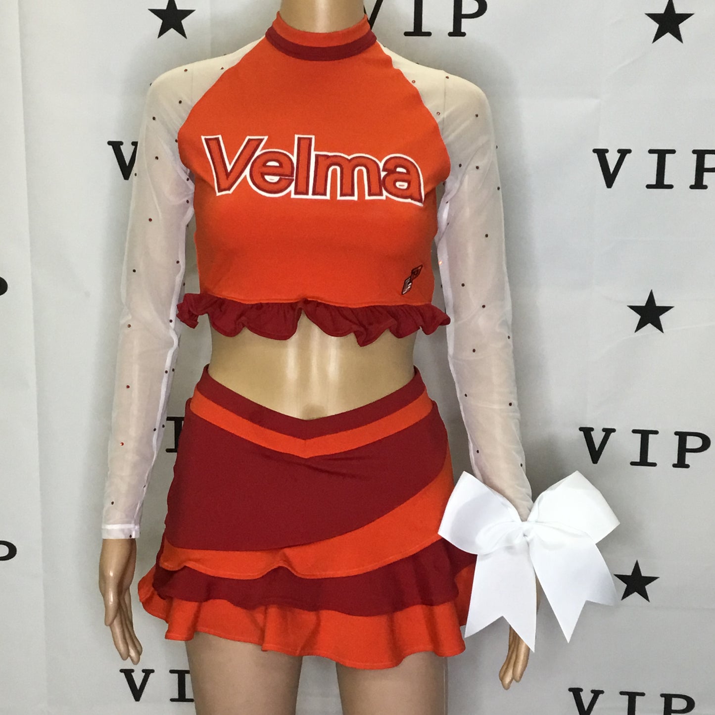 Velma inspired cheerleading uni